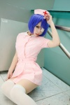 blue_hair cosplay eyepatch ikkitousen kagami_sou nurse nurse_cap nurse_uniform pantyhose ryomou_shimei thighhighs rating:Safe score:2 user:Log