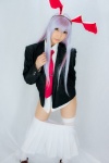 animal_ears blazer blouse bunny_ears cosplay lenfried open_clothes pleated_skirt reisen_udongein_inaba school_uniform skirt thighhighs tie touhou rating:Safe score:0 user:nil!