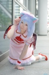 animal_ears blouse blue_hair cat_ears cosplay hat hazuki_minami remilia_scarlet skirt socks touhou wings rating:Safe score:0 user:nil!