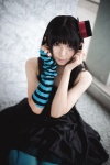 akiyama_mio cosplay dress k-on! one_elbow_glove pantyhose rinami striped top_hat rating:Safe score:1 user:nil!