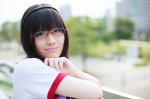 akemi_homura cosplay glasses hairband hairbows popuri puella_magi_madoka_magica tshirt twin_braids rating:Safe score:0 user:pixymisa