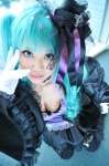 aqua_hair choker cleavage cosplay dress gloves hatsune_miku noa ryuu_no_naku_hakoniwa_yori_(vocaloid) thighhighs top_hat twintails vocaloid zettai_ryouiki rating:Safe score:1 user:nil!