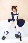 apron asazumi_yuumi bathroom bathtub choker cleavage cosplay dress hairband hair_ribbons maid maid_uniform sara_francis thighhighs wataridori_ni_yadorigi_wo zettai_ryouiki rating:Safe score:0 user:nil!