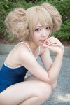 aisaka_taiga blonde_hair cosplay hair_buns koyomi pantyhose school_swimsuit swimsuit toradora! rating:Safe score:1 user:pixymisa