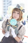 amemiya_kosuzu blouse cosplay gloves hairbow jumper koizumi_hanayo lollipop love_live!_school_idol_project rating:Safe score:0 user:nil!