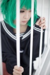 cosplay green_hair gumi mashiro_ayaki pantyhose red_legwear sailor_uniform school_uniform vocaloid yowamushi_mont-blanc_(vocaloid) rating:Safe score:0 user:Kryzz