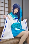 blue_hair cosplay detached_sleeves hiradaira_chisaki miko nagi_no_asukara pantyhose pleated_skirt sailor_uniform school_uniform shaa sheer_legwear side_ponytail skirt rating:Safe score:2 user:nil!