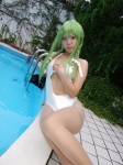 cc code_geass cosplay green_hair kohina pantyhose pool swim_suit twin_braids white_legwear rating:Safe score:0 user:nil!