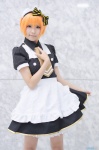 apron blouse cosplay hairbow hoshizora_rin love_live!_school_idol_project maid maid_uniform miniskirt nagisa_mark-02 orange_hair skirt skirt_lift rating:Safe score:1 user:nil!