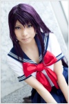 cosplay hazuki_izuna jigoku_sensei_nube kanda_midori pleated_skirt purple_hair reibaishi_izuna sailor_uniform school_uniform skirt rating:Safe score:1 user:xkaras
