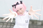 aisu cosplay hairbows hibari_(senran_kagura) pink_hair senran_kagura track_jacket rating:Safe score:1 user:pixymisa