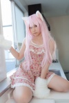 animal_ears cat_ears cosplay dress enacat_(white_version) enako original paw_gloves pink_hair rating:Safe score:3 user:nil!