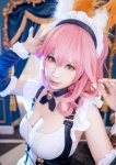 alternative_&_maid_concept animal_ears apron cleavage cosplay detached_sleeves dress ely fate/grand_order fate/series fox_ears hairband maid maid_uniform pink_hair tamamo_no_mae rating:Safe score:1 user:nil!
