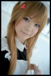 apron blonde_hair costume hair_clip maid maid_uniform moesham_girl rumi rating:Safe score:1 user:nil!