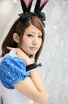animal_ears apron ayakawa_hinako bunny_ears cosplay cuffs hairbow idolmaster maid maid_uniform minase_iori rating:Safe score:0 user:pixymisa