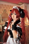 airi apron cleavage cosplay dress hairband happa_kyoukan_to_pantsu_meido maid maid_uniform queen's_blade red_hair saku twintails rating:Safe score:0 user:nil!