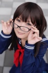cosplay glasses hiromichi ichigo_100 kneehighs looking_over_glasses sailor_uniform school_uniform toujou_aya rating:Safe score:0 user:nil!