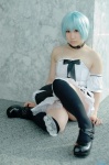 ayanami_rei blue_hair collar corset cosplay miniskirt neon_genesis_evangelion saki skirt thighhighs zettai_ryouiki rating:Safe score:3 user:nil!