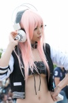 collar cosplay headphones itsuki_akira jacket nitro_super_sonic pink_hair super_soniko tubetop underboob rating:Safe score:0 user:pixymisa