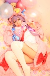 amatsuka_miyu bed cosplay dress hat patchouli_knowledge purple_hair robe stuffed_animal thighhighs touhou zettai_ryouiki rating:Safe score:1 user:nil!