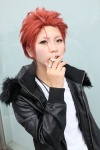cigarette cosplay k leather_jacket necklace red_hair suoh_mikoto tshirt tukitotoua yellow_eyes rating:Safe score:0 user:pixymisa