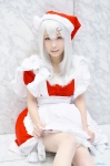 animal_ears apron cat_ears cosplay dress paw_gloves santa_costume stocking_cap tagme_character tagme_series white_hair you_(ii) rating:Safe score:1 user:nil!