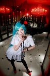 aqua_hair cosplay dress hatsune_miku tachibana_sakura thighhighs twintails vocaloid rating:Safe score:3 user:pixymisa