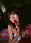 bed bra hoshino_aki rose_petals strawberry rating:Safe score:1 user:nil!