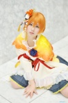 aika_(ii) blouse capelet cosplay hair_ornament hoshizora_rin love_live!_school_idol_project miniskirt orange_hair pantyhose sheer_legwear skirt rating:Safe score:0 user:nil!
