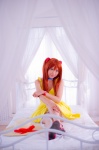 bed choker cosplay dress hair_pods mashiro_yuki neon_genesis_evangelion pantyhose red_hair sheer_legwear soryu_asuka_langley twintails rating:Safe score:0 user:nil!