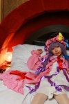 amatsuka_miyu bed cosplay night_cap nightgown patchouli_knowledge purple_hair robe thighhighs touhou rating:Safe score:0 user:nil!