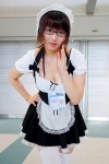 apron blouse bows cleavage corset cosplay crinoline glasses handband maid maid_uniform mitsuki_(ii) original skirt thighhighs zettai_ryouiki rating:Safe score:0 user:pixymisa