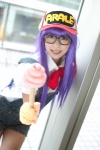 baseball_cap blouse cosplay denim dr._slump glasses gloves norimaki_arale overalls purple_hair zero_inch rating:Safe score:0 user:nil!
