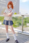 blouse cosplay misaka_mikoto orange_eyes orange_hair pleated_skirt ryo_(iv) skirt socks sweater to_aru_kagaku_no_railgun rating:Safe score:0 user:pixymisa