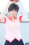 bakemonogatari bandages blouse cosplay kanbaru_suruga pleated_skirt school_uniform shima skirt rating:Safe score:0 user:nil!
