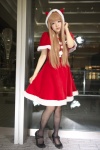 black_legwear blonde_hair dress hood ichinomiya_kanna pantyhose santa_costume shawl rating:Safe score:1 user:pixymisa