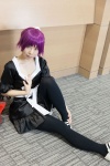 bakemonogatari black_legwear cosplay dress pantyhose purple_hair reco senjougahara_hitagi slip rating:Safe score:1 user:pixymisa