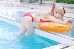 bikini blonde_hair cosplay crystal_crown fortune_arterial inner_tube kamui_arisa pool sendou_erika swimsuit twintails wet rating:Safe score:0 user:nil!
