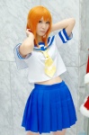 cosplay higurashi_no_naku_koro_ni orange_hair pleated_skirt rinami ryuuguu_rena sailor_uniform school_uniform skirt rating:Safe score:0 user:nil!