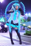 aqua_hair boots cosplay default_costume detached_sleeves hatsune_miku headset pleated_skirt skirt tie toa twintails vocaloid rating:Safe score:1 user:pixymisa