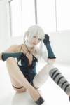 bandages braid chemise cleavage cosplay elbow_gloves gloves kaine lingerie nier panties ribbon_(set) usakichi white_hair rating:Safe score:2 user:nil!