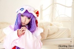 bed cosplay dress hat patchouli_knowledge purple_hair robe saku sweet_garden touhou rating:Safe score:0 user:nil!