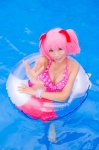 bikini_top cleavage cosplay hair_ribbons inner_tube kaname_madoka mashiro_yuki pink_hair pool puella_magi_madoka_magica swimsuit twintails wet rating:Safe score:0 user:nil!