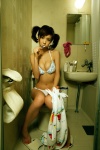 bathroom bra cleavage hoshino_aki lovers'_afternoon mirror panties toothbrush twintails rating:Safe score:1 user:nil!