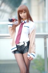 blouse cardigan cosplay makise_kurisu necoco pantyhose shorts steins;gate tie rating:Safe score:4 user:nil!