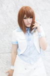 blouse cosplay cuffs hagiwara_yukiho idolmaster microphone rika_maru skirt vest rating:Safe score:0 user:pixymisa