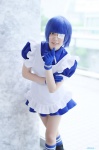 apron blue_hair boots cosplay dress eyepatch gloves ikkitousen kneesocks maid maid_uniform pantyhose ryomou_shimei sheer_legwear yuu rating:Safe score:0 user:nil!