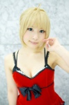 aji blonde_hair cleavage cosplay dress fate/extra_ccc fate/series saber rating:Safe score:1 user:nil!