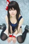 cleavage cosplay hairbow original swimsuit thighhighs wristband yuu_(ii) rating:Safe score:0 user:pixymisa