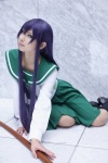 bokken busujima_saeko cosplay highschool_of_the_dead kanda_midori pleated_skirt purple_hair sailor_uniform school_uniform skirt rating:Safe score:1 user:xkaras
